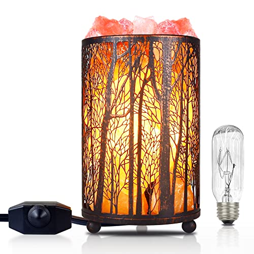Himalayan Pink Salt Lamp with Retro Forest BasketDownLatch