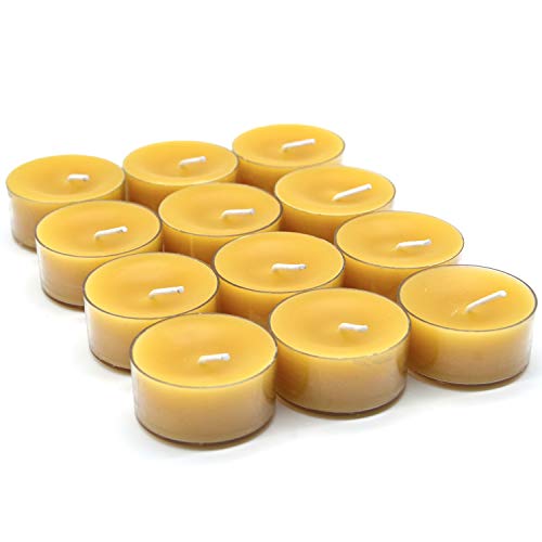 Organic Yellow Beeswax Tealight Candles - 12pcs - Clean Burning