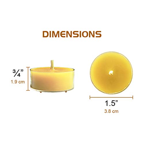Organic Yellow Beeswax Tealight Candles - 12pcs - Clean Burning