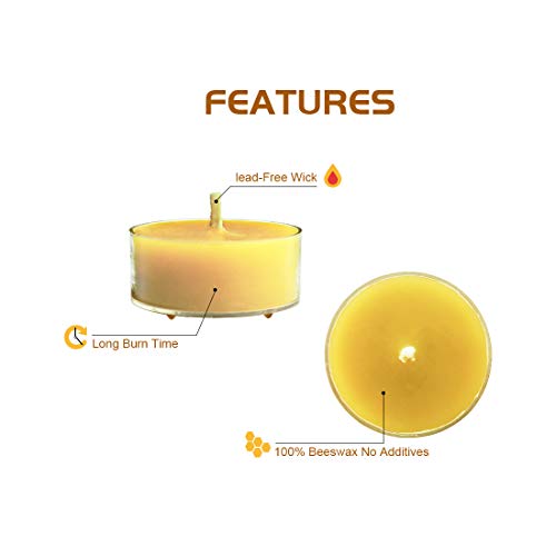 Organic Yellow Beeswax Tealight Candles - 12pcs - Clean Burning