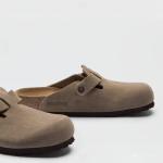 Birkenstock Boston Taupe Suede Clog Shoes