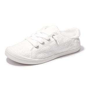 Women's Casual Slip-On Canvas Sneakers - White Dot