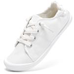 STQ Women's Cute White Slip-On Canvas Sneakers