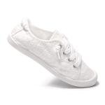 Women's Casual Slip-On Canvas Sneakers - White Dot