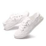 Women's Casual Slip-On Canvas Sneakers - White Dot