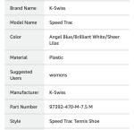 K-Swiss Speed Trac Women's Pickleball Tennis Shoes