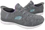 Skechers Women's Gray Slip-Ins Dazzling Walking Shoes