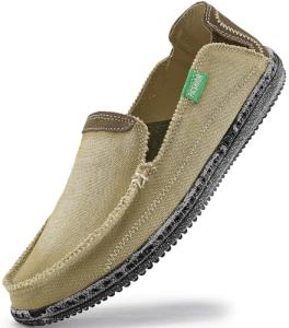 Vilocy Men's Slip-On Canvas Deck Shoes Tan