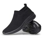 Vibdiv Men's All Black Breathable Slip-On Sneakers