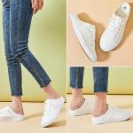 Women's White Canvas Slip-On Mules Sneakers