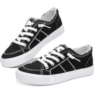 Obtaom Women's Black Slip-On Fashion Sneakers