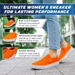 Orange Low-Top Slip-On Sneakers for Women