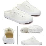 Women's White Canvas Slip-On Mules Sneakers