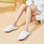 Women's White Canvas Slip-On Mules Sneakers