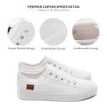 Women's Casual Slip-On Canvas Sneakers (White, US8)