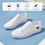 Women's Casual Slip-On Canvas Sneakers (White, US8)