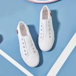 Women's Casual Slip-On Canvas Sneakers (White, US8)