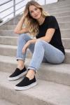 Emma Women's Slip-On Casual Canvas Sneakers, Black