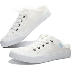 Obtaom Women's Slip-On Canvas Mules - White