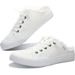 Obtaom Women's Slip-On Canvas Mules - White