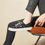 Hash Bubbie Women's Black Canvas Slip-On Sneakers