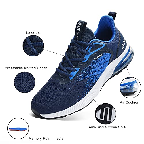 Men's Lightweight Navy Athletic Running Sneakers, Size 10