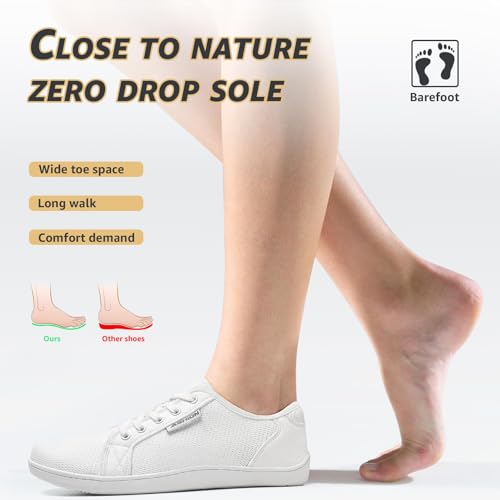 ASHION Men's Wide Toe Box Minimalist Sneakers Size 8-Wide