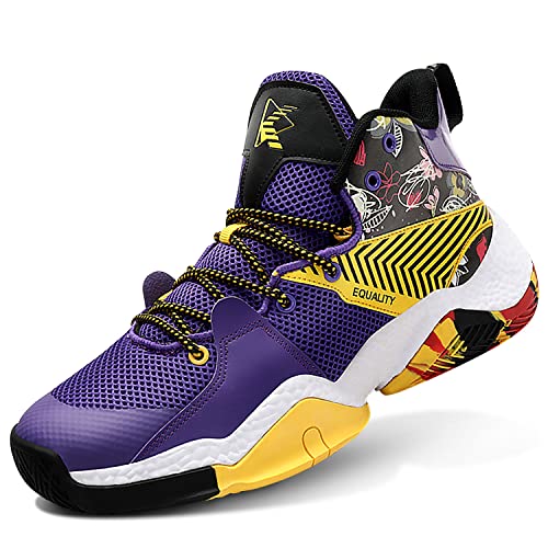 Men's Lightweight Breathable Basketball Sneakers Purple Size 10.5