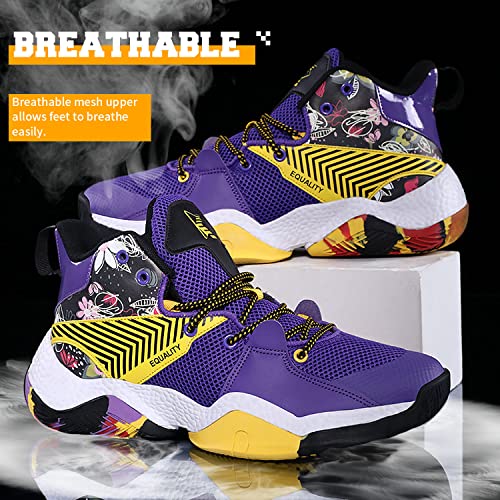 Men's Lightweight Breathable Basketball Sneakers Purple Size 10.5
