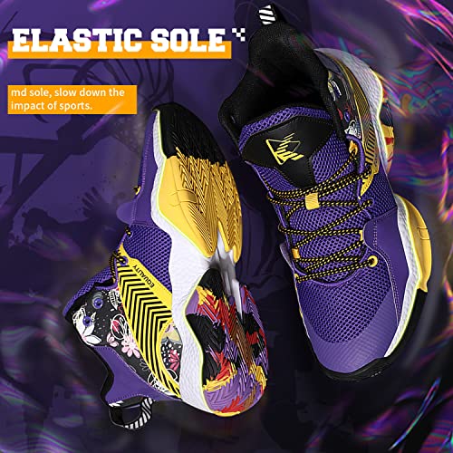 Men's Lightweight Breathable Basketball Sneakers Purple Size 10.5