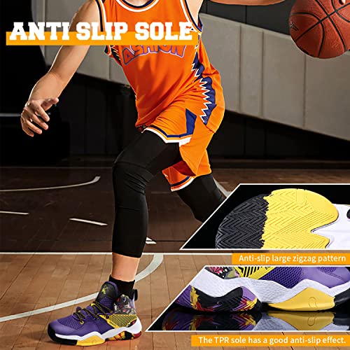 Men's Lightweight Breathable Basketball Sneakers Purple Size 10.5