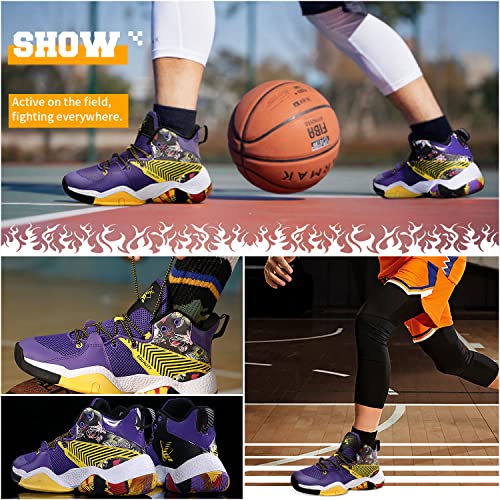 Men's Lightweight Breathable Basketball Sneakers Purple Size 10.5