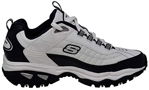 White/Navy Skechers Men's Energy Afterburn Lace-Up Sneaker, Size 12