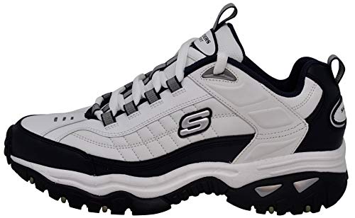 White/Navy Skechers Men's Energy Afterburn Lace-Up Sneaker, Size 12
