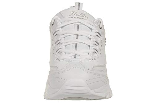 Skechers Sport Women's Memory Foam Lace-up Sneaker, White Silver