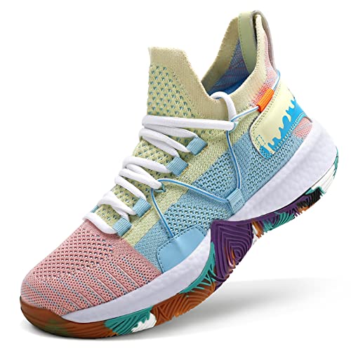 ASHION Men's Ice Blue Basketball Sneakers - 8.5