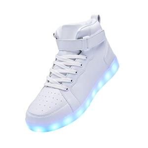 YIQIZQ Led Light Up Shoes High Top Sneakers for Women Men Hip-Hop Dancing Shoes for Halloween Christmas Party with USB Charging White 43