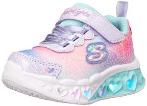 Skechers Kids Girls Flutter Heart Lights-Simply Sneaker, Lavender/Multi, 11 Little Kid