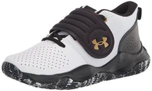 Under Armour Kids' Zone Basketball Shoe, White/Gold