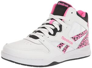 Reebok girls Bb4500 Court Basketball Shoe, White/Black/Atomic Pink, 4.5 Little Kid US