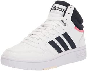 Adidas Women's Hoops 3.0 Mid Sneaker, White/Legend Ink/Rose