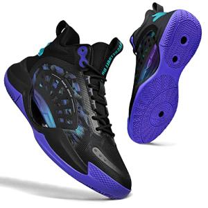 Men's Black & Purple Basketball Shoes with Arch Support