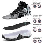 ASHION Kids High-Top Basketball Sneakers, Black Silver