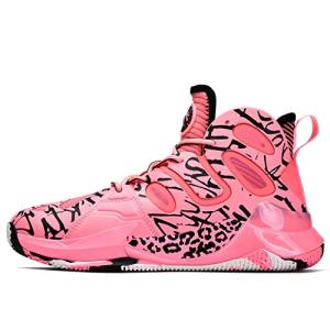 ASHION Mens Basketball Shoes Air High Top Sports Shoes for Men Basketball Sneakers Anti Slip Running Shoes Pink 8