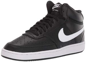 Nike Women's Court Vision Mid Sneaker, Black/White, 6.5 Regular US