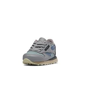 Reebok Boy's Classic Leather Sneaker, Jurassic World/Grey/Teal Fog/Brave Blue, 4.5 Big Kid