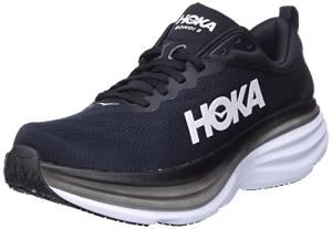 HOKA Bondi 8 Men's Black/White Sneakers, Size 9.5