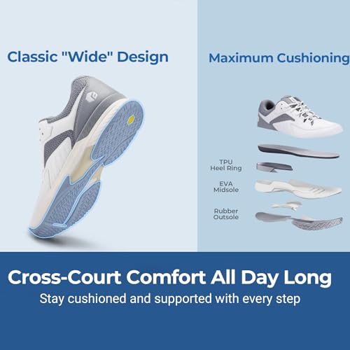 FitVille Men's Wide Arch Support Pickleball Sneakers