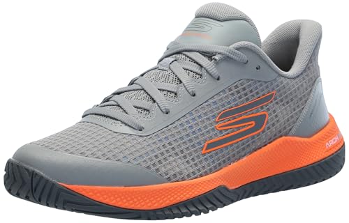 Skechers Men's Viper Court Pickleball Sneakers, Grey/Orange
