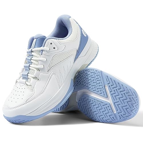 FitVille Women's Wide Pickleball Tennis Shoes, Sky Blue
